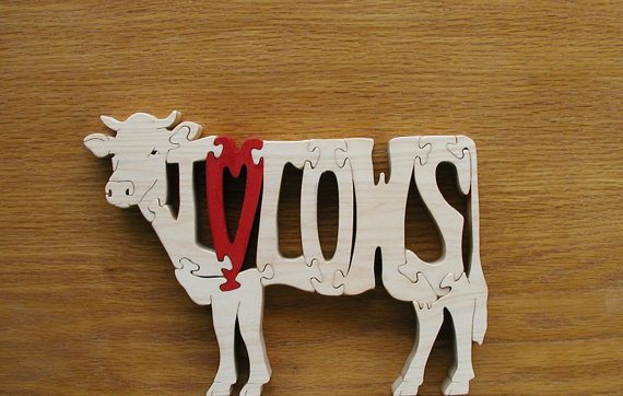 wooden animal puzzle of a cow