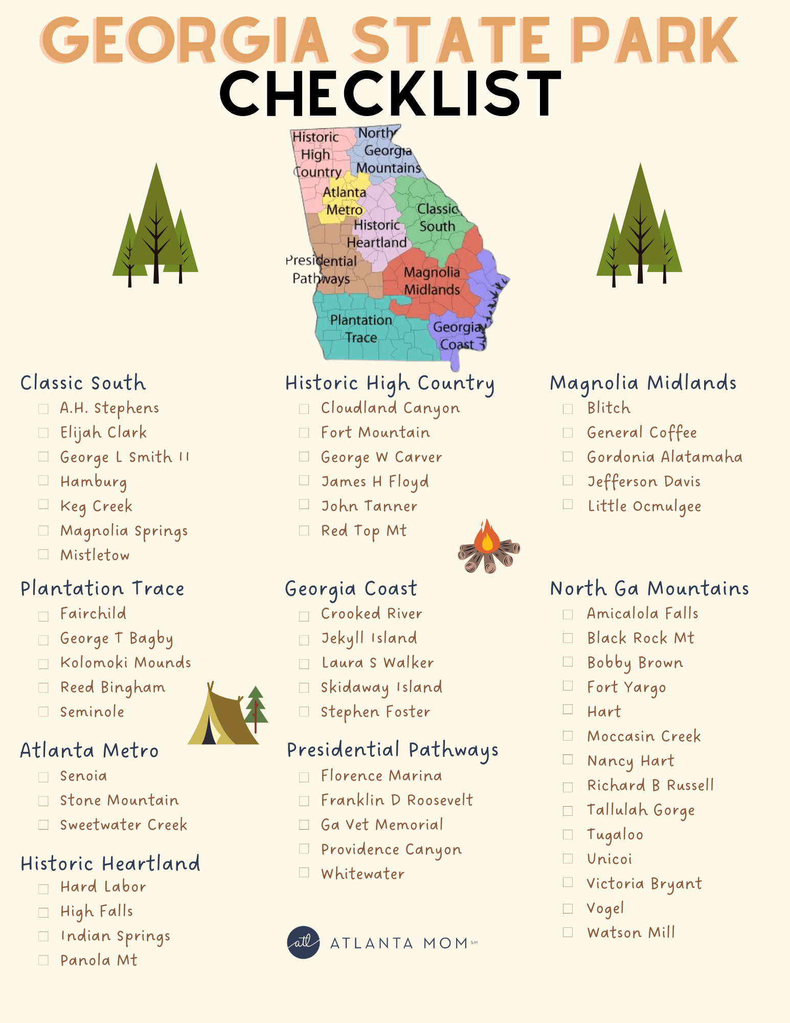 Georgia State Park Check List